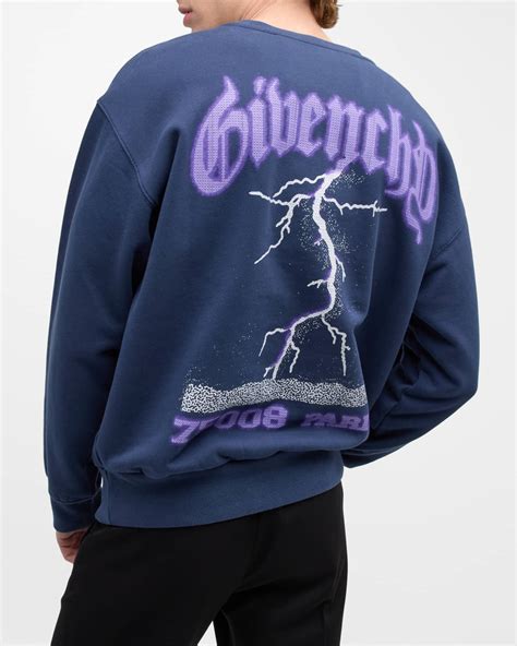 Givenchy Men's Boxy Lightning Bolt Logo Sweatshirt